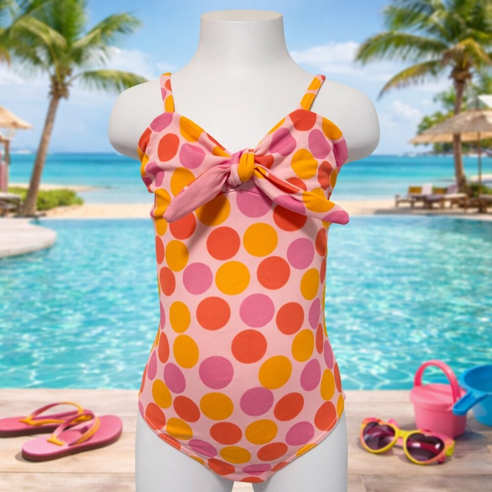 Submarine 1pc Toddler Girls Swimsuit‎ Pink Red Polka Dots Swimsuit sz 4 Fits 3T